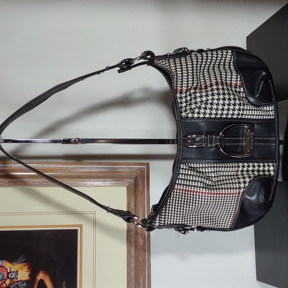 Vintage Chaps Houndstooth Check Hobo Bag